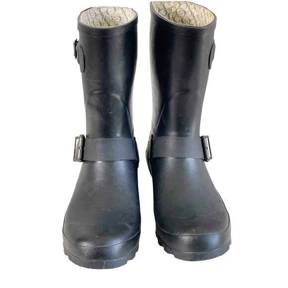 Chooka Classic Mid-Calf Racer Black Rain Boots Women's 9 Pull on Comfort - Picture 2 of 6